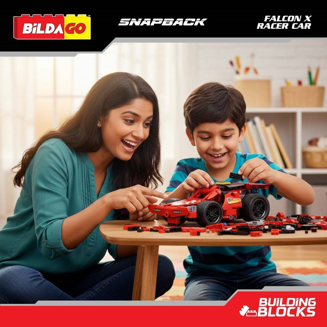 Bildago Snapback Racers - Falcon X (SP13435)- Pull back Racer Car (198 PCS)