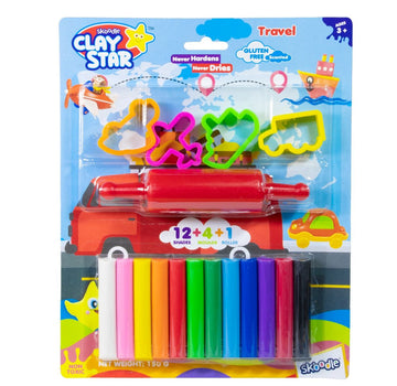 Skoodle Clay Star Scented Clay Pack, 150gm With 4 Moulds & 1 Roller - Travel