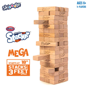 SKOODLE Quest Mega Stackrr | 54 Hardwood Blocks (5" x 1.5" x 1") | Stacks Up to 3 Feet