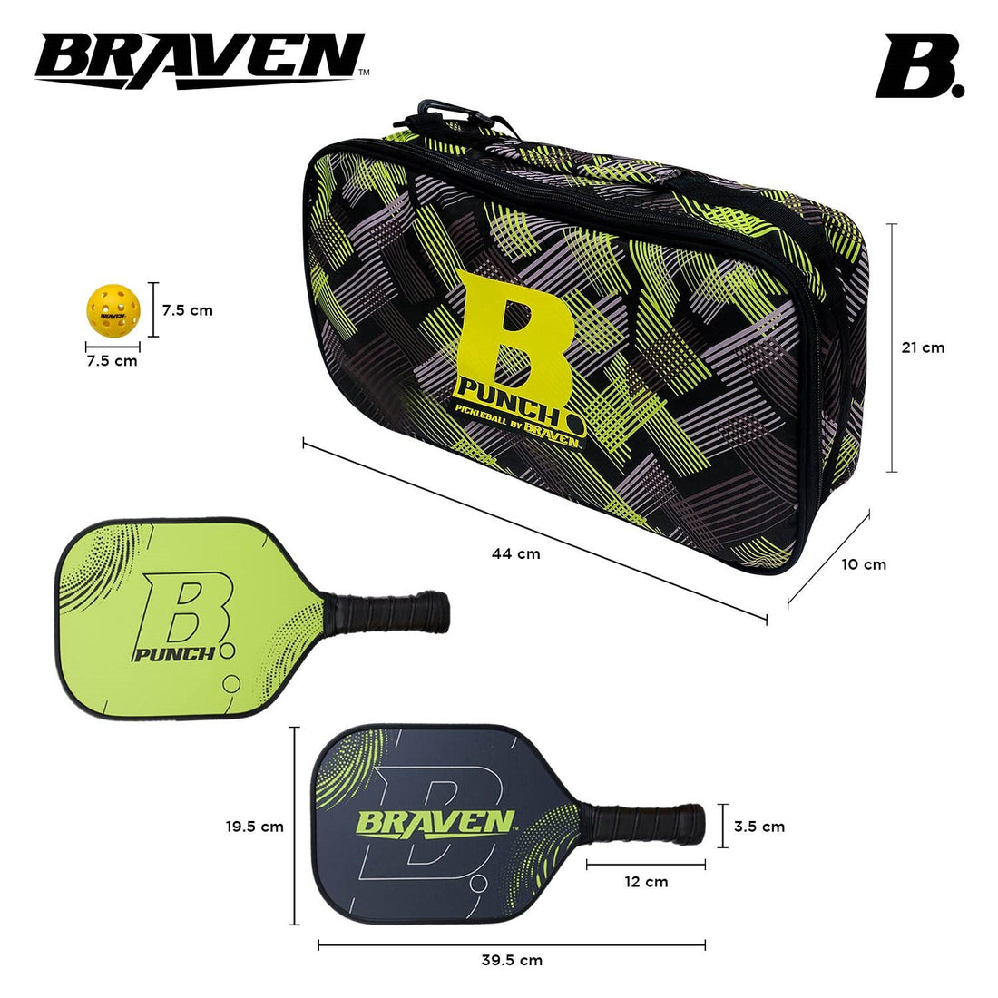 Skoodle Braven Pickel Bat Fibre Glass 16Mm - 2 Bats With 4 Balls